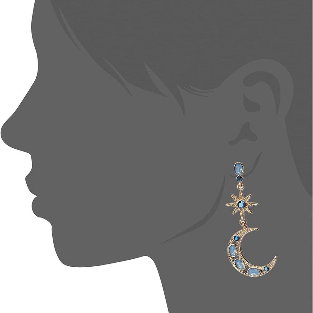 Betsey Johnson Star and Moon drop/dangle boho flower child Earrings - Picture 4 of 4
